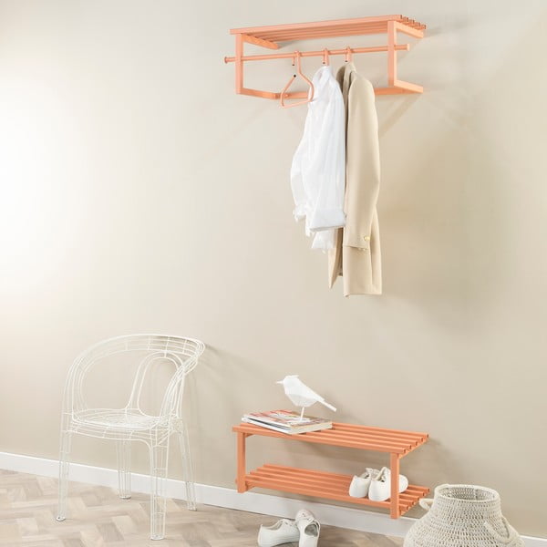 Kovová závesná skrinka na topánky v lososovej farbe 71x26x34 cm Marco – Spinder Design-image-2