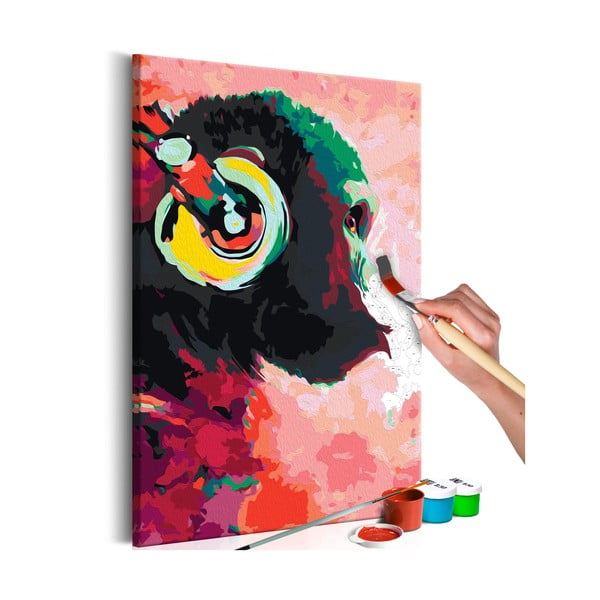 DIY set na tvorbu vlastného obrazu na plátne Artgeist Monkey, 40 × 60 cm