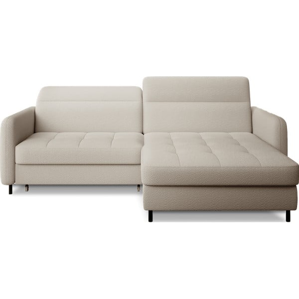 Béžová rozkladacia/s úložným priestorom rohová pohovka z textílie buklé (pravý roh/s leňoškou) Gomsi – ELTAP