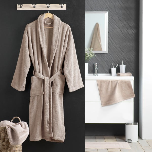 Svetlohnedý bavlnený župan veľkosť M Tendresse – douceur d'intérieur-image-1