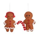 Textilné ručne vyrábané vianočné ozdoby v súprave 2 ks 6,5 cm Gingerbread Couple – Sass & Belle
