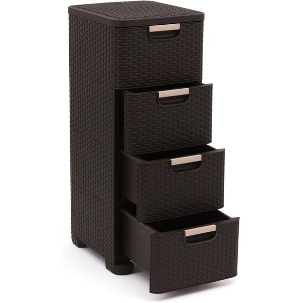 Tmavohnedá plastová vysoká kúpeľňová skrinka 33x79 cm Rattan – Curver-image-3