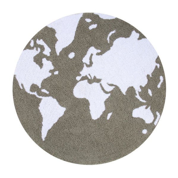 Sivý bavlnený koberec Happy Decor Kids Map, ⌀ 120 cm