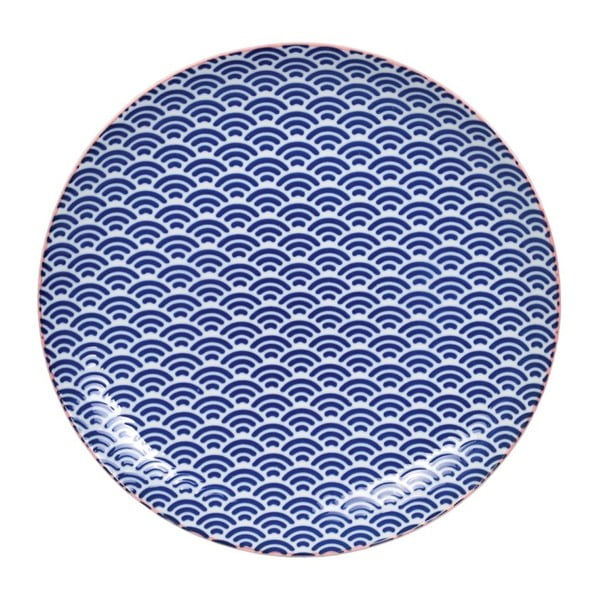Modrý porcelánový tanier Tokyo Design Studio Wave, ⌀ 25,7 cm