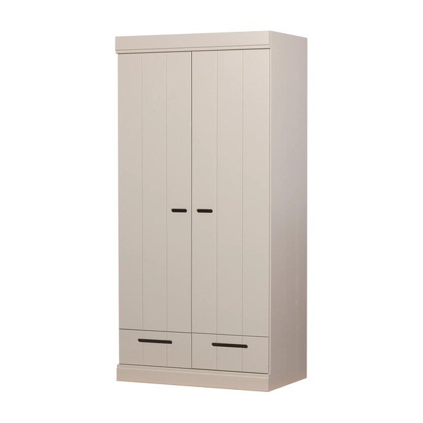 Sivobéžová šatníková skriňa z borovicového dreva 94x195x53 cm Connect – WOOOD