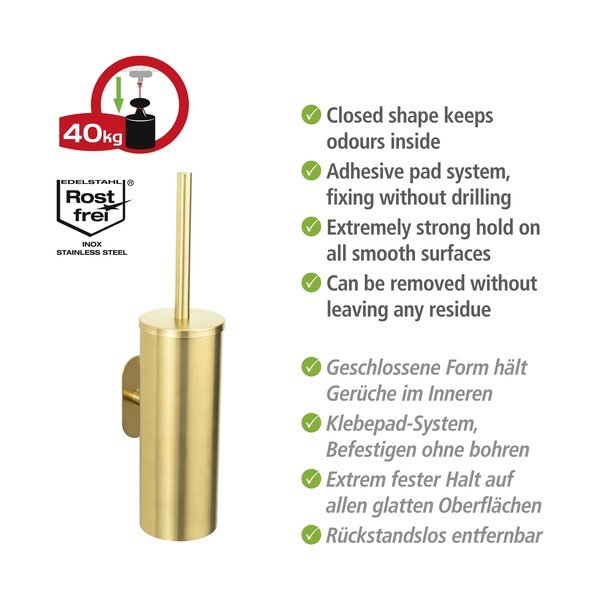 Samodržiaca WC kefa z nerezovej ocele v zlatej farbe Orea Gold – Wenko-image-3