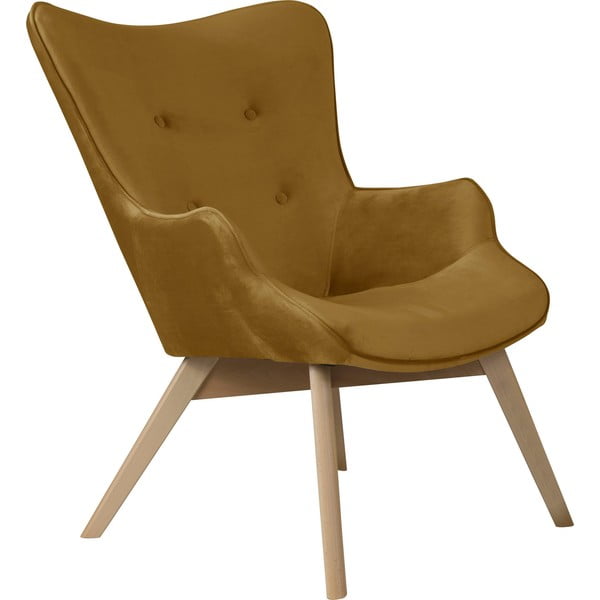 Zamatové kreslo v horčicovej farbe Niko – Ropez