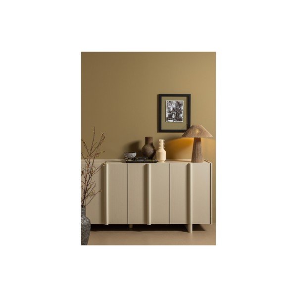 Krémovobiela nízka modulárna komoda z borovicového dreva 200x85 cm Basu – WOOOD-image-1