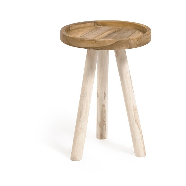 Okrúhly odkladací stolík z tíkového dreva ø 35 cm Glenda – Kave Home