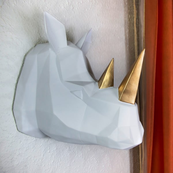 Biela nástenná dekorácia / vešiak Walplus Geometric Rhino
