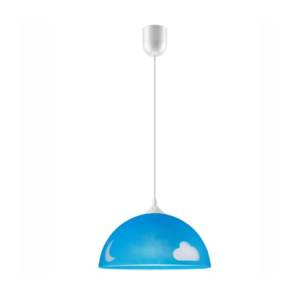 Modré detské svietidlo so skleneným tienidlom ø 30 cm Day & Night – LAMKUR