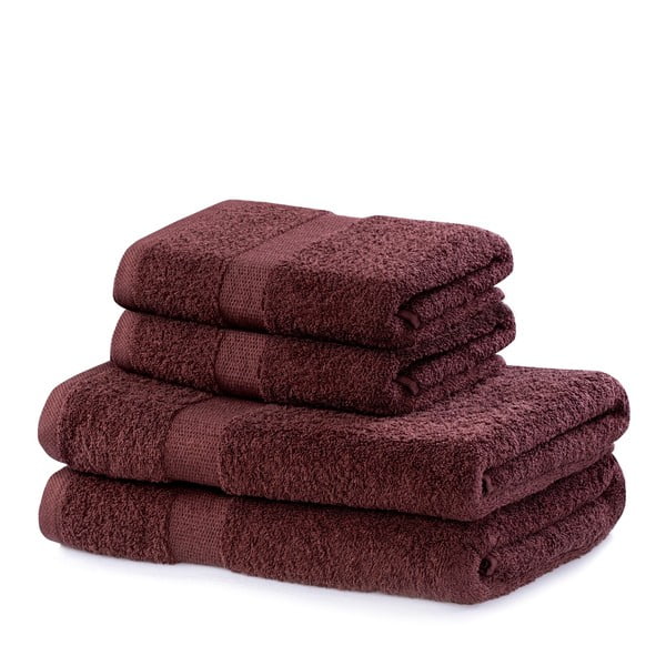 Hnedé froté bavlnené uteráky a osušky v súprave 4 ks Marina – DecoKing