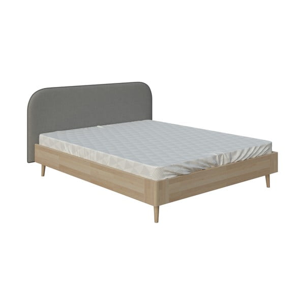 Sivá dvoulůžková postel PreSpánok Lagom Plain Wood, 140 x 200 cm