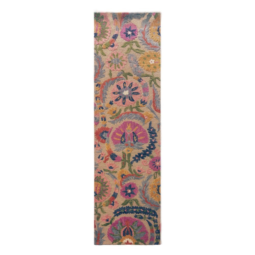 E-shop Ručne tkaný vlnený behúň 80x300 cm Amira Floral – Flair Rugs