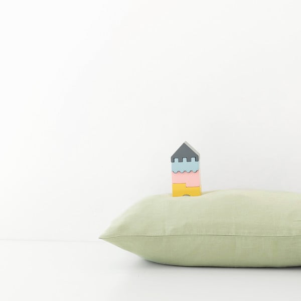 Detská zelená ľanová obliečka na vankúš Linen Tales Nature, 40 x 60 cm-image-1