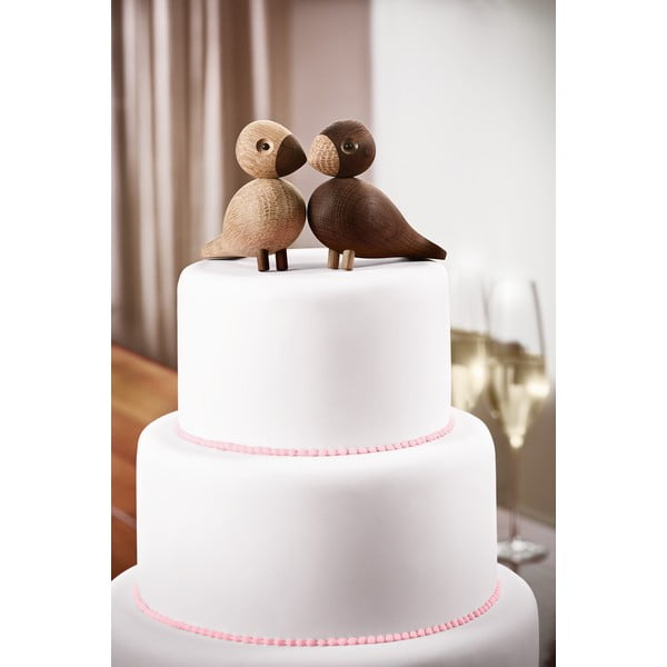 Súprava 2 sošiek z masívneho dubového dreva Kay Bojesen Denmark Lovebirds-image-1