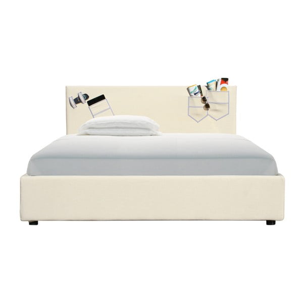 Béžová dvojlôžková posteľ s úložným priestorom a matracom 13Casa Task, 160 x 200 cm