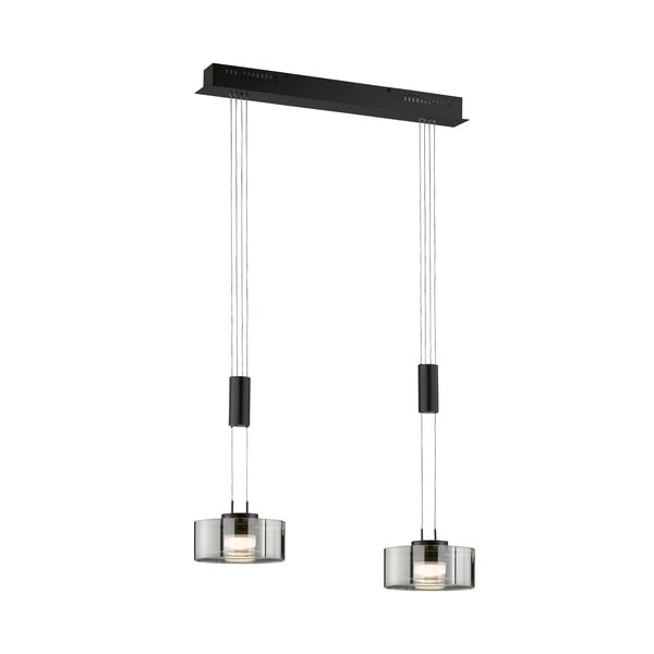 Čierne LED stmievateľné závesné svietidlo so skleneným tienidlom Lavin – Fischer & Honsel