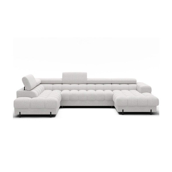 Krémovobiela rozkladacia rohová pohovka z textílie buklé (ľavý roh/do tvaru "U") Feraria – ELTAP