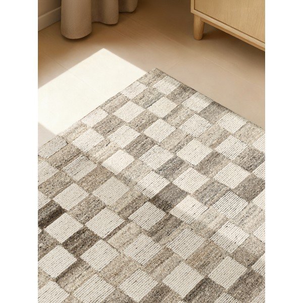 Krémovobiely ručne tkaný vlnený koberec 80x150 cm Boho 1.0 Quadra – Vikosa-image-4
