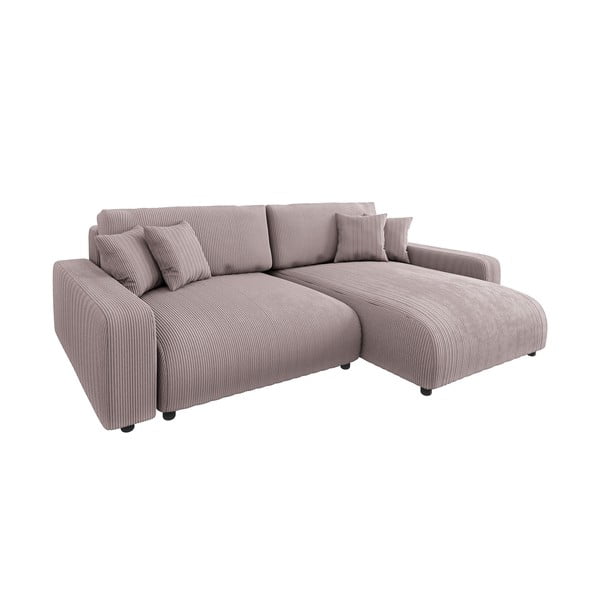 Svetloružová menčestrová rozkladacia rohová pohovka (variabilná) Sara – Ropez