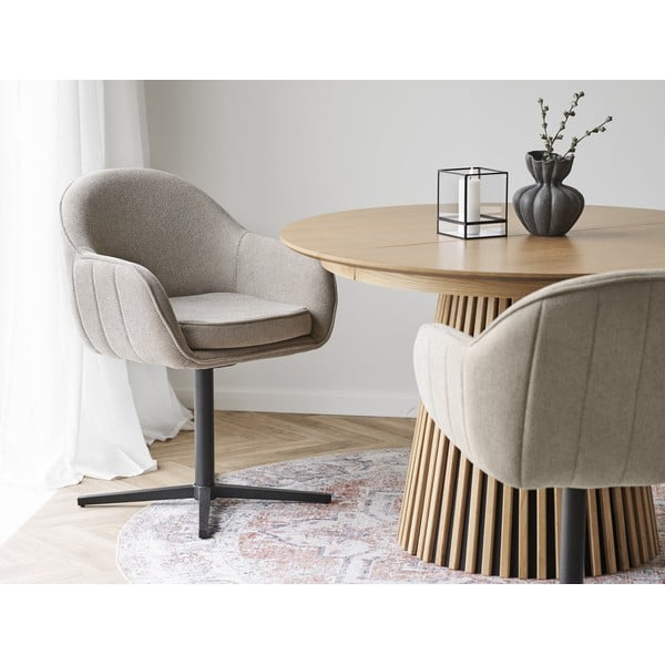 Svetlosivé čalúnené jedálenské kreslá v súprave s podrúčkami 2 ks Tamera – House Nordic-image-1