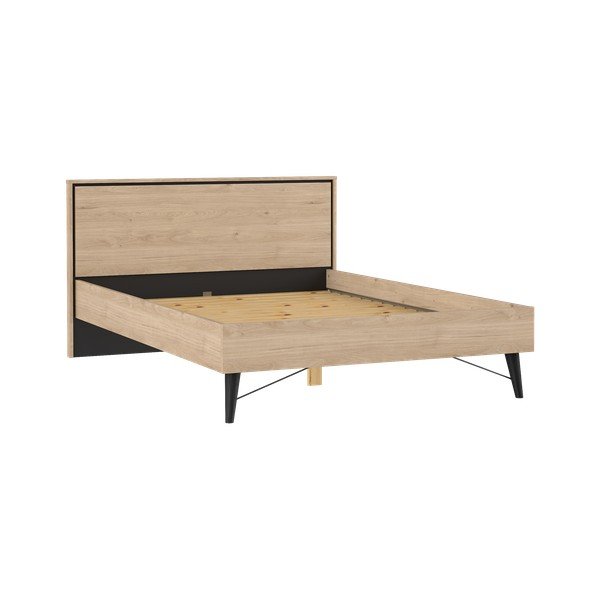 Dvojlôžková posteľ v dekore duba s roštom 140x200 cm v prírodnej farbe Ry – Tvilum-image-2