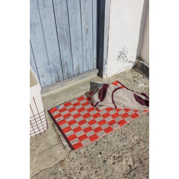 Oranžová/béžová kúpeľňová predložka do sprchy z bio bavlny 50x80 cm Retro – Mette Ditmer Denmark-image-1