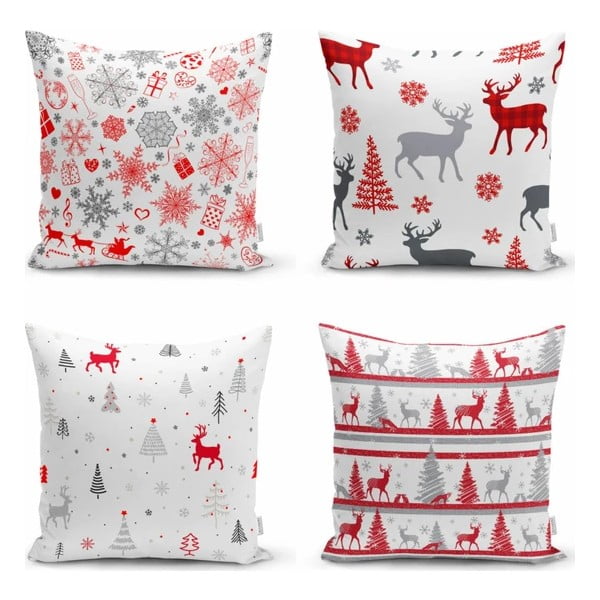 Obliečky na vankúše v súprave 4 ks s vianočným motívom 43x43 cm Snowflakes – Mila Home