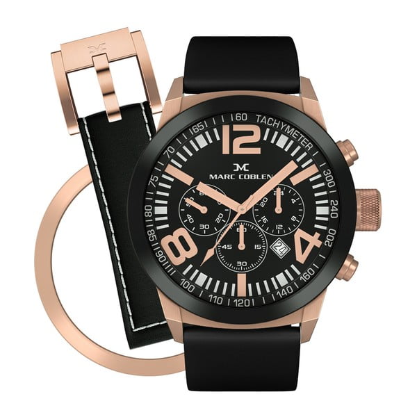 Unisex hodinky Marc Coblen s remienkom a krúžkom na ciferník naviac P81