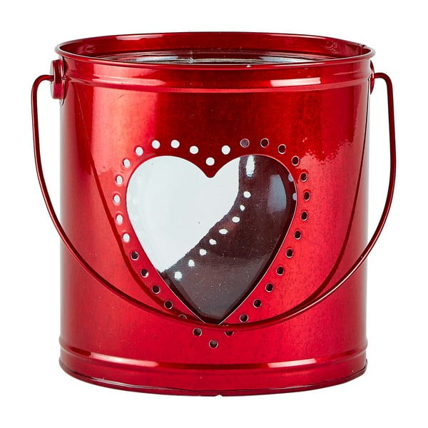 Červený lampáš KJ Collection Hearty Heart, výška 16 cm