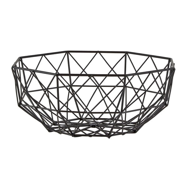 Čierny dekoračný košík KJ Collection Lines, ⌀ 23,5 cm