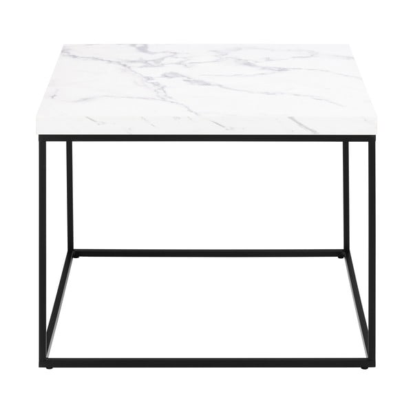 Biely konferenčný stolík s doskou v dekore mramoru 60x60 cm Barossa – Actona