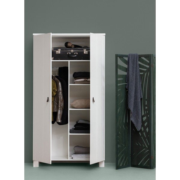 Biela šatníková skriňa z borovicového dreva 111x202 cm Ties – WOOOD-image-1