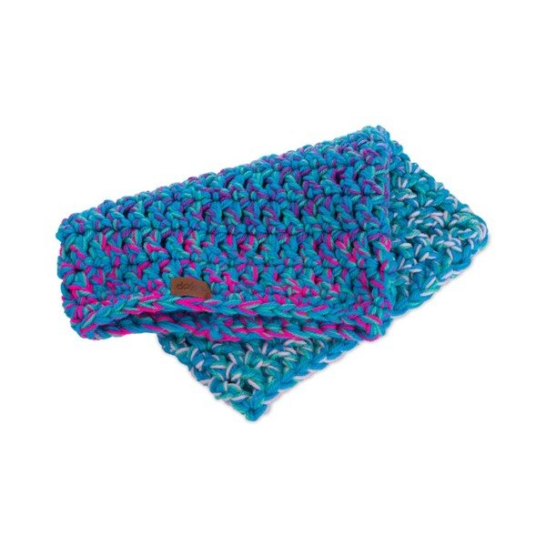 Modrý ručne háčkovaný kruhový šál DOKE Twister-image-2