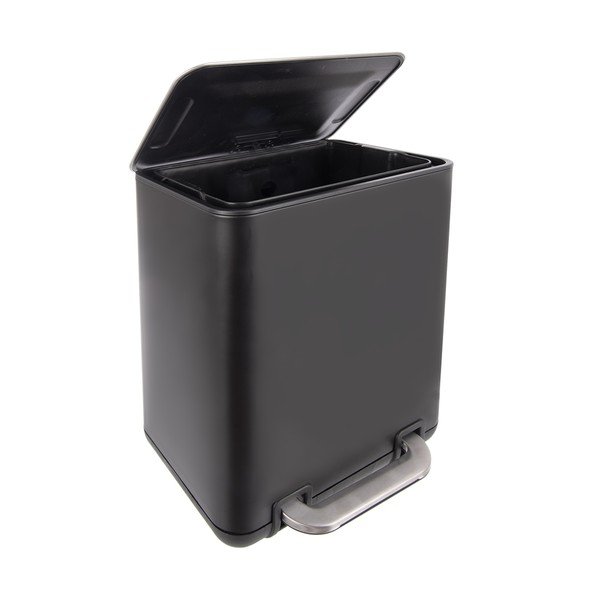 Čierny pedálový odpadkový kôš z nehrdzavejúcej ocele 20 l Black – Orion-image-2