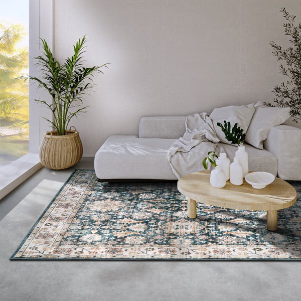 Modrý koberec 160x230 cm Saveh Blue Cream – Elle Decoration-image-1