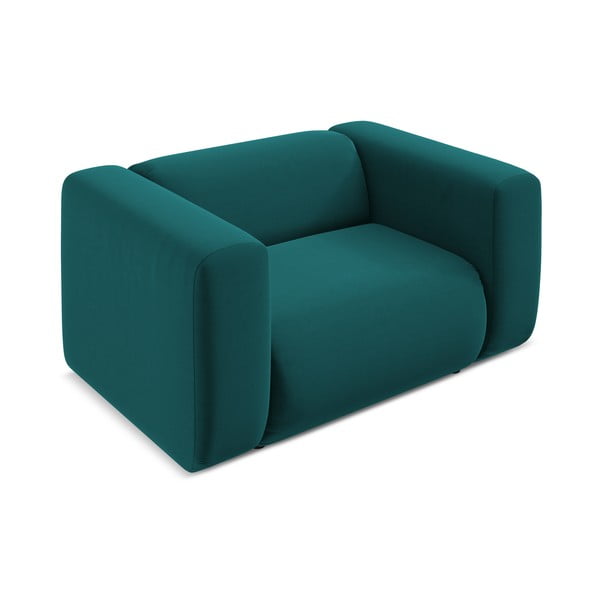 Tyrkysovomodré zamatové kreslo Ekahi – Makamii-image-3