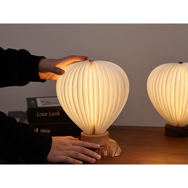 Biela LED stolová lampa so stmievačom s papierovým tienidlom (výška  20 cm) Aeris – Gingko-image-3