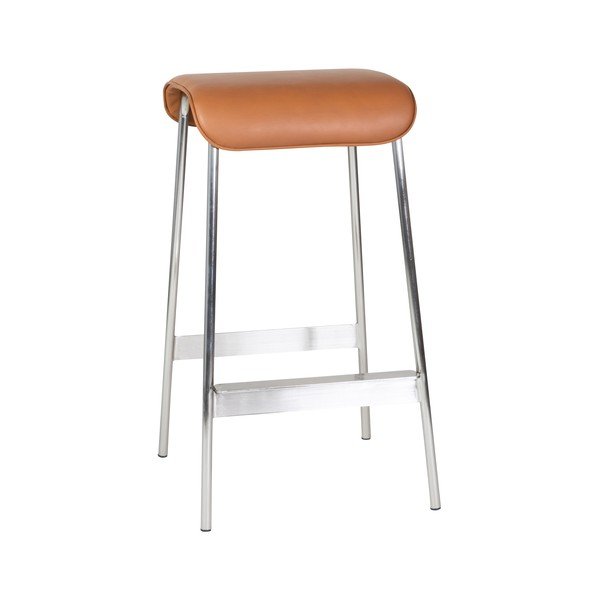 Koňakovohnedé/v striebornej farbe čalúnené barové stoličky v súprave 2 ks (výška sedadla 75 cm) Avenue – Hübsch