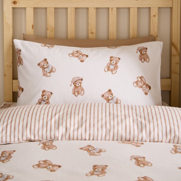 Krémovobiela flanelová detská obliečka na jednolôžko 120x150 cm Brushed Teddy Bear – Catherine Lansfield-image-3