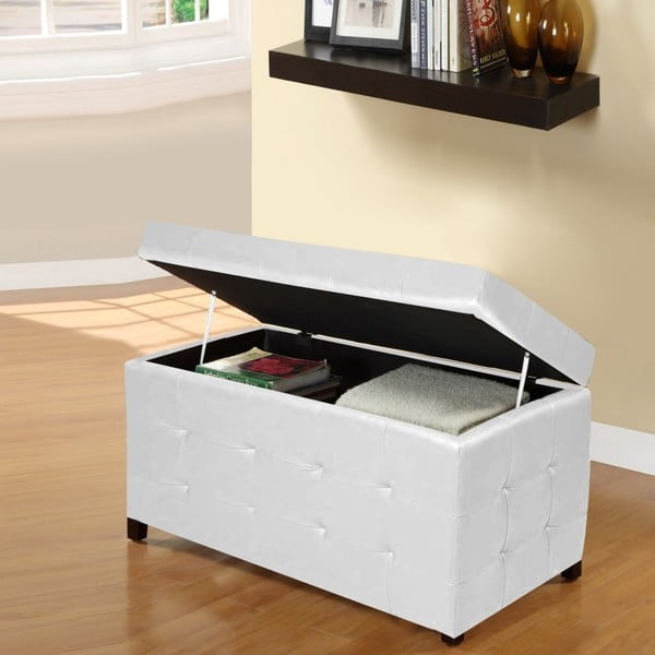 Biela taburetka s úložným priestorom Esidra Multi, 84 x 49 cm-image-1