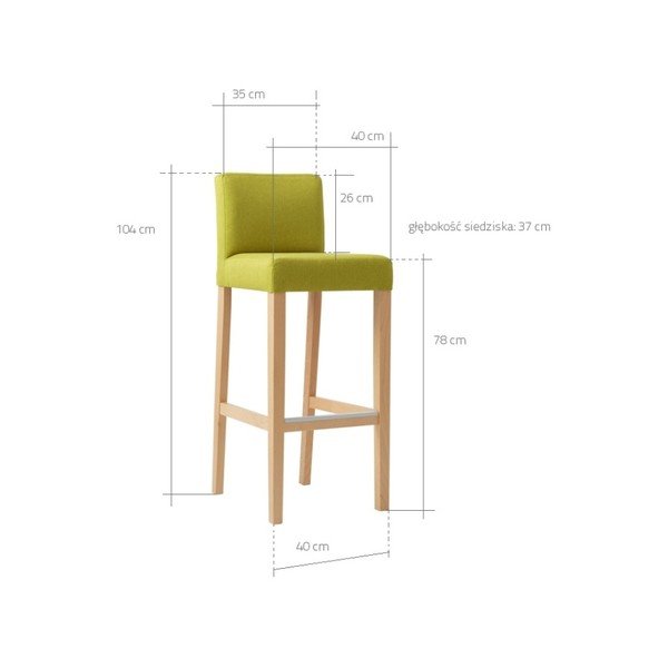 Červená barová stolička s prírodnými nohami Custom Form Wilton-image-2