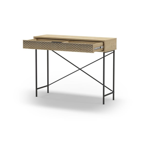 Konzolový stolík v dekore duba v prírodnej farbe 35.5x110 cm Ecrin – Marckeric-image-3