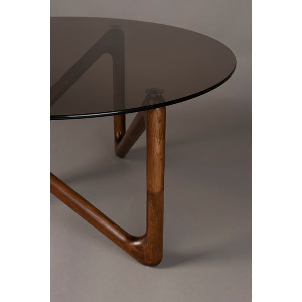 Hnedý okrúhly konferenčný stolík so sklenenou doskou ø 80 cm Naia – Dutchbone-image-2