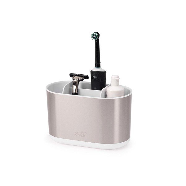 Stojan na zubné kefky z nehrdzavejúcej ocele v striebornej farbe Duo Steel – Joseph Joseph