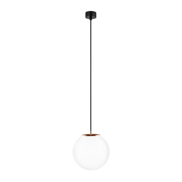 Biele stropné svietidlo s čiernym káblom a detailom v medenej farbe Sotto Luce Tsuri, ∅ 25 cm