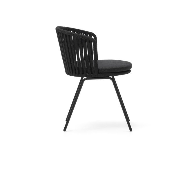 Čierna kovová záhradná stolička Saconca - Kave Home-image-3