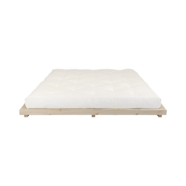 Dvojlôžková posteľ z borovicového dreva s matracom Karup Design Dock Comfort Mat Natural/Natural, 180 × 200 cm
