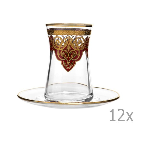 Sada 12 pohárov s tanierikom Mezzo Ottoman Malo Rojo, 170 ml